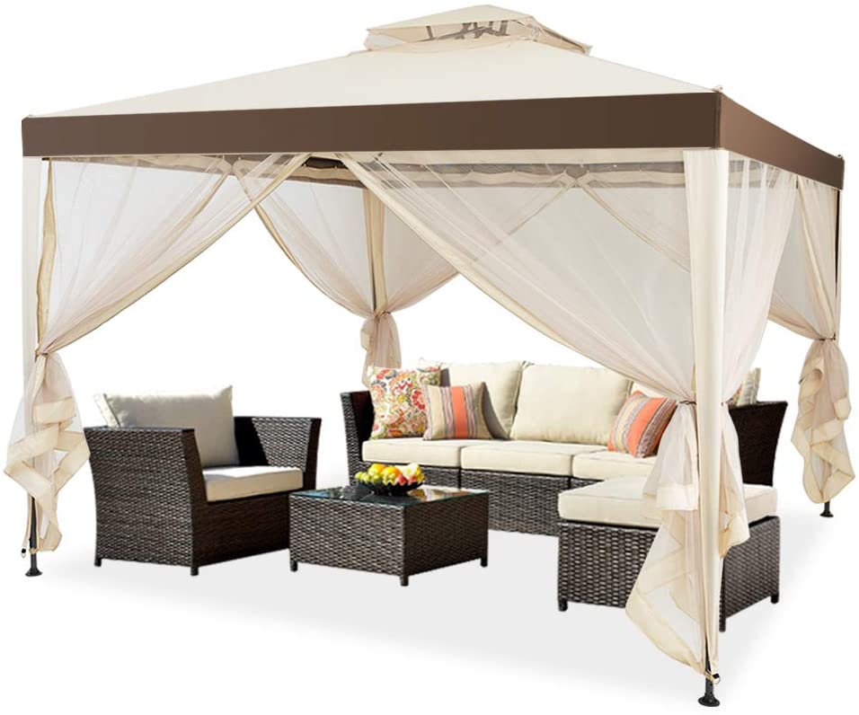 KEDY Outdoor Soft Top Gazebo with Curtains