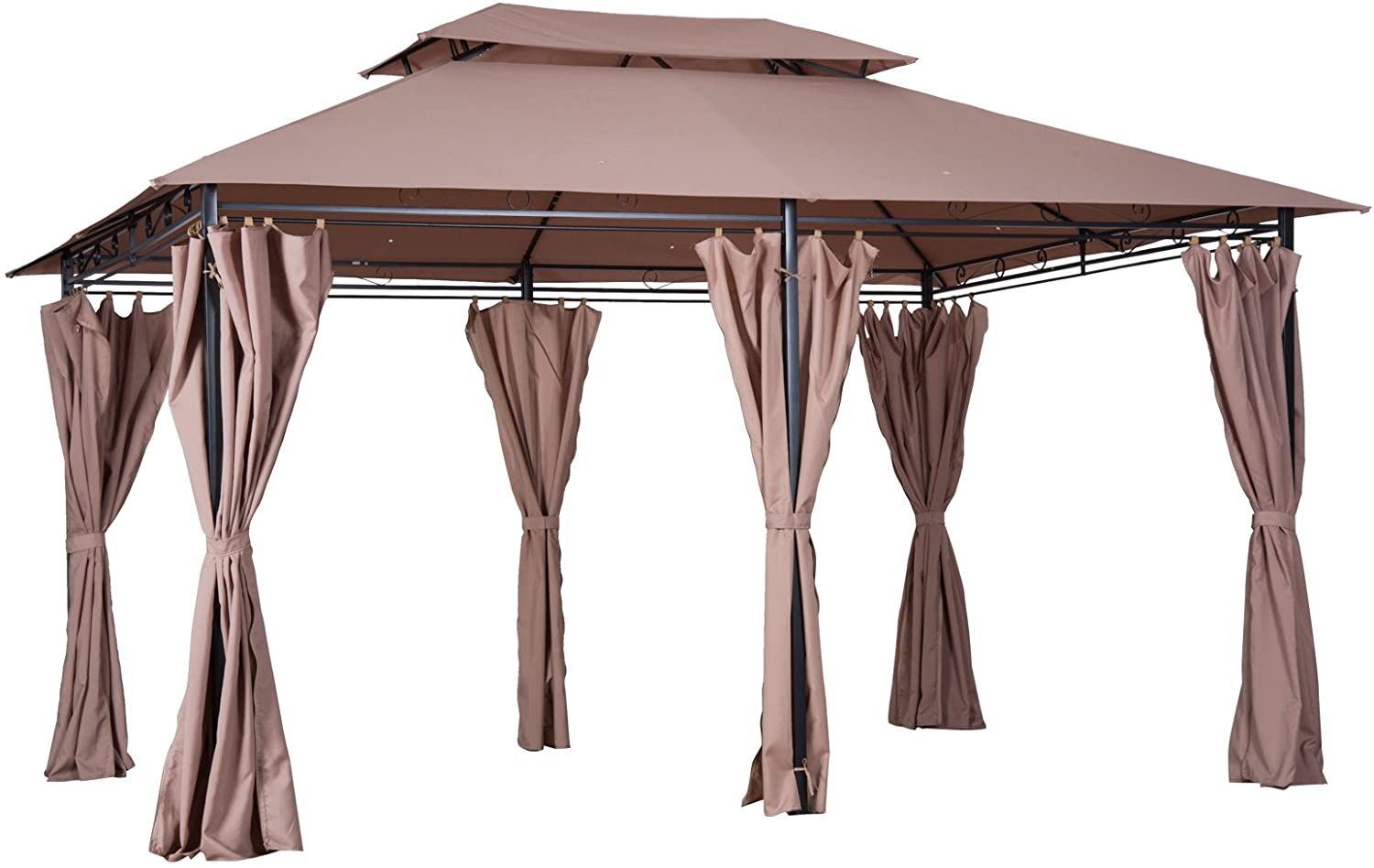 Outsunny Outdoor Soft Top Gazebo with Curtains