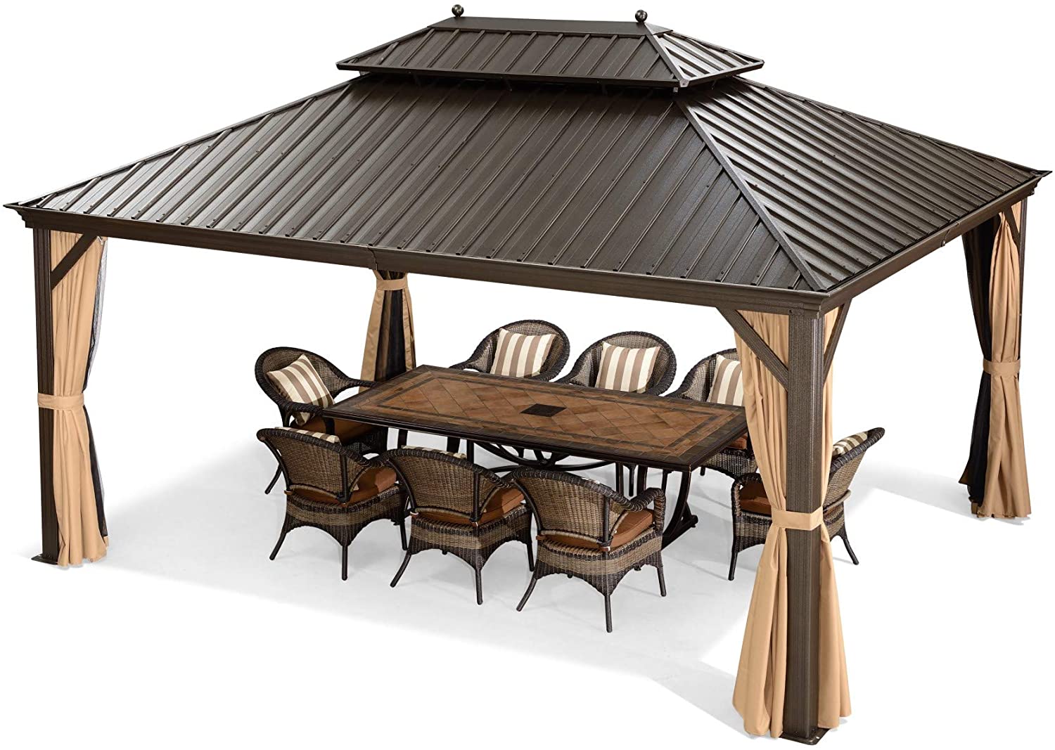 PURPLE LEAF Double Roof Permanent Gazebo