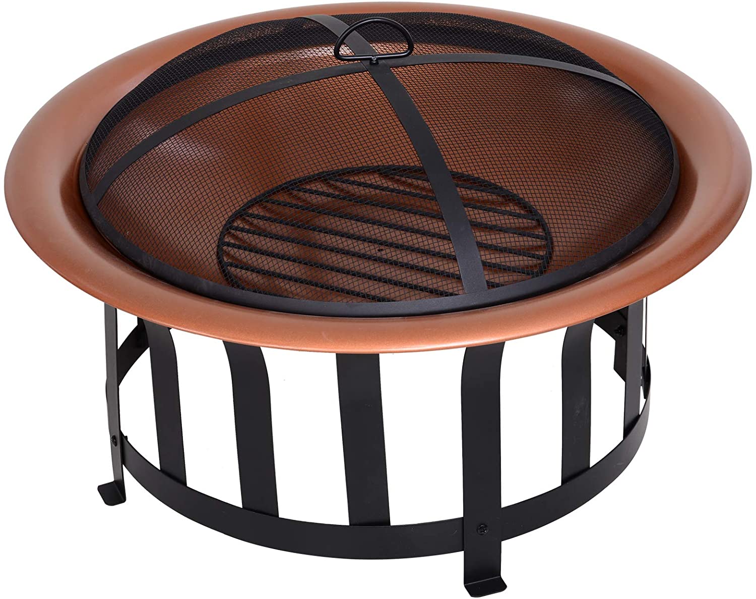 Outsunny Copper-Colored Round Metal Fire Pit