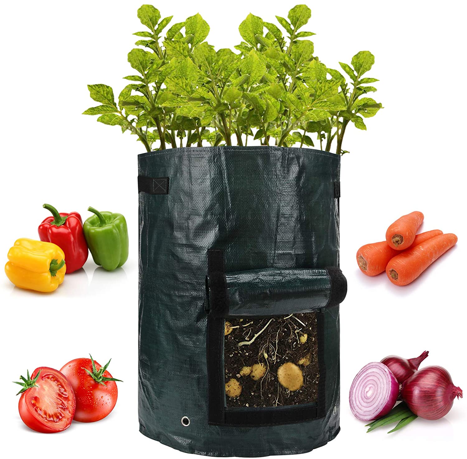 ANPHSIN 4-Pack 10 Gallon Garden Potatoes Grow Bags