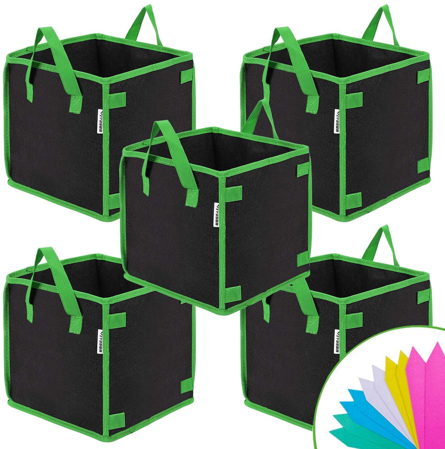 VIVOSUN 5-Pack 7 Gallon Square Grow Bags